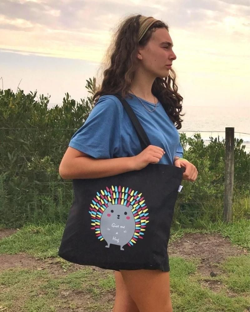 Large Zipper Tote Bag - Porcupine