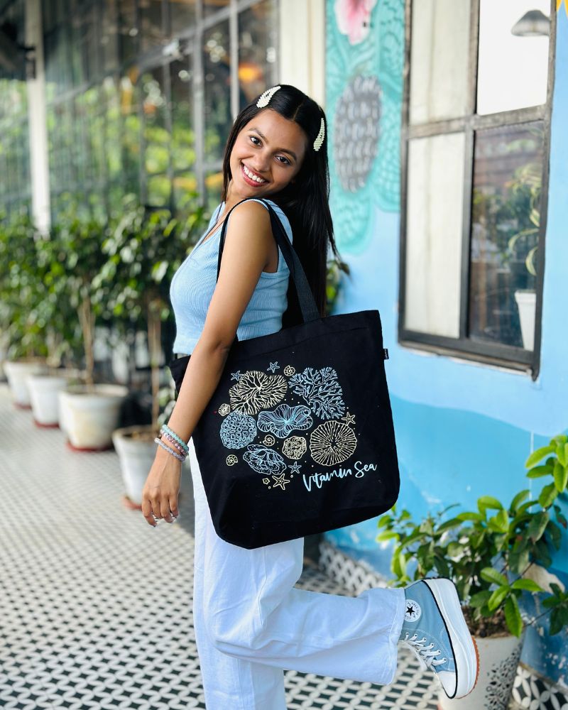 Large Zipper Tote Bag - Vitamin Sea