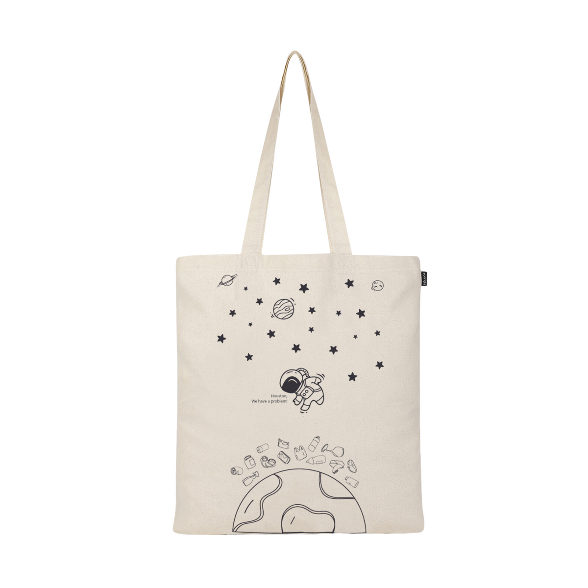 houston we have a problem space print zipper tote bag cotton