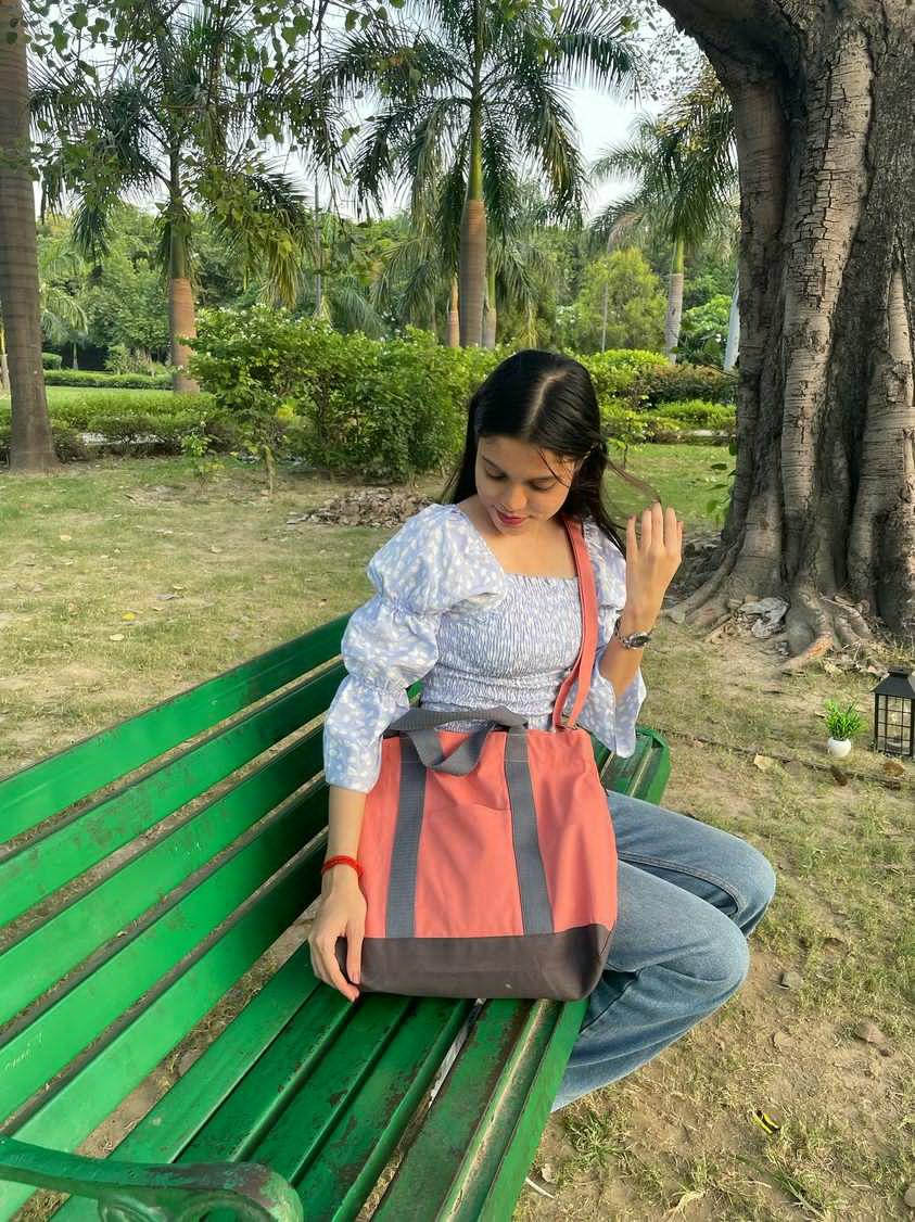 Light Rose Canvas Crossbody Tote Bag