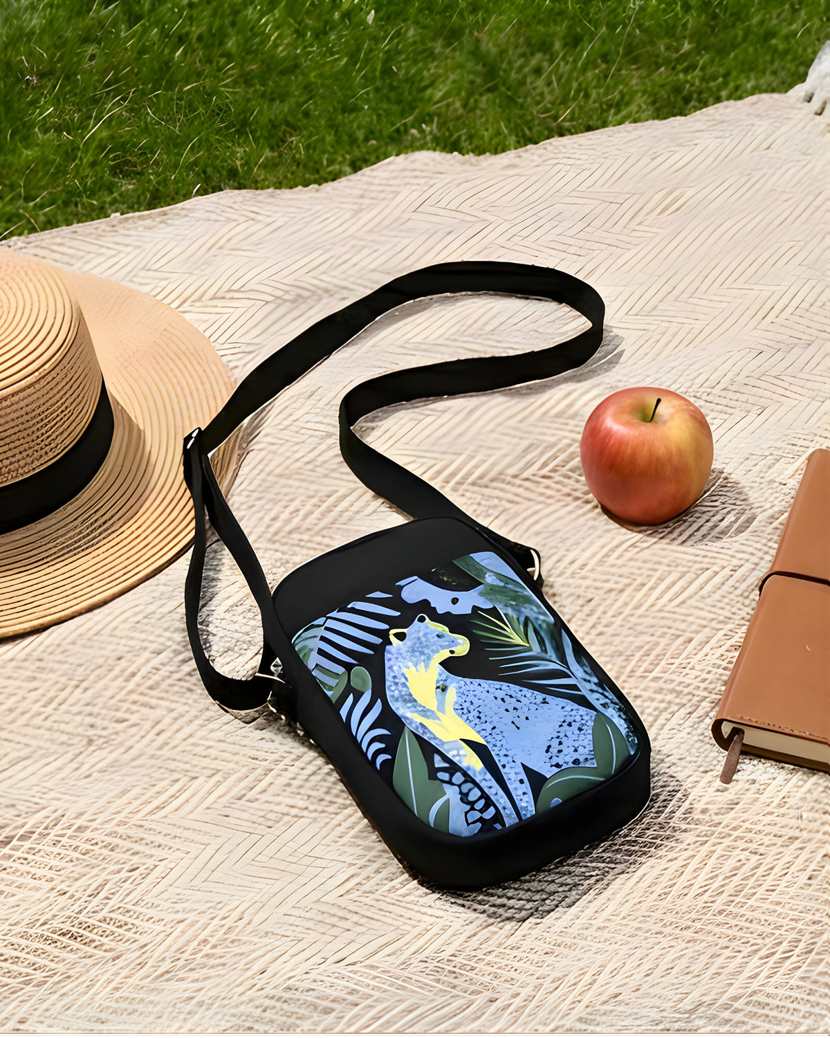 jungle safari wildlife print phone bag crossbody