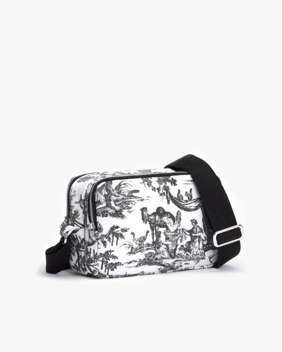 riverine abstract print box sling bag