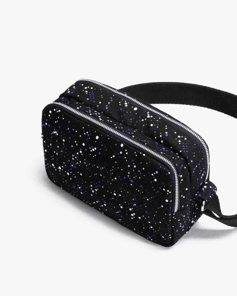 glowing cosmos box sling organic cotton crossbody bag