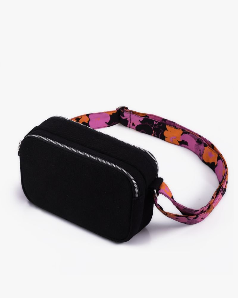 night bloom floral print box sling bag