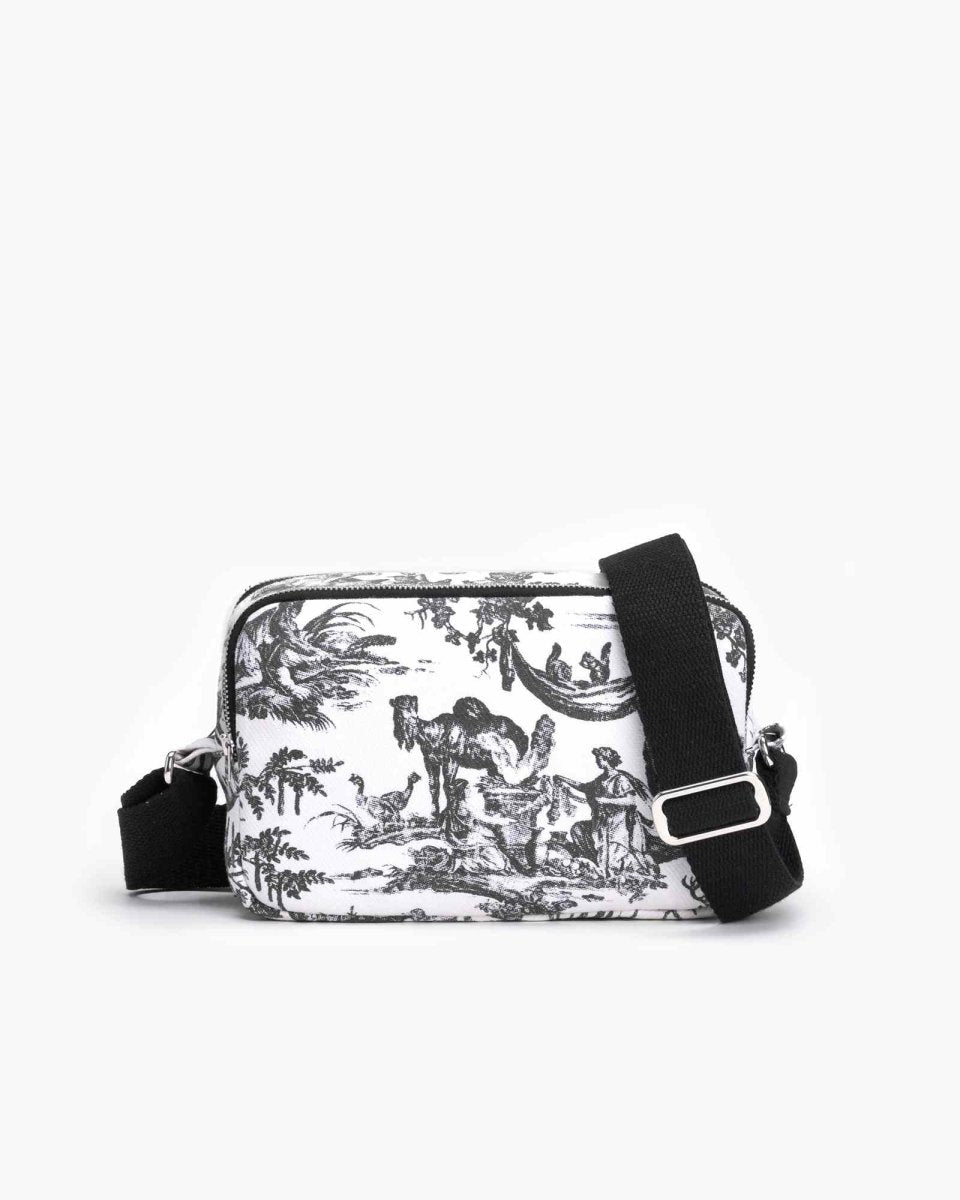 riverine abstract print box sling bag