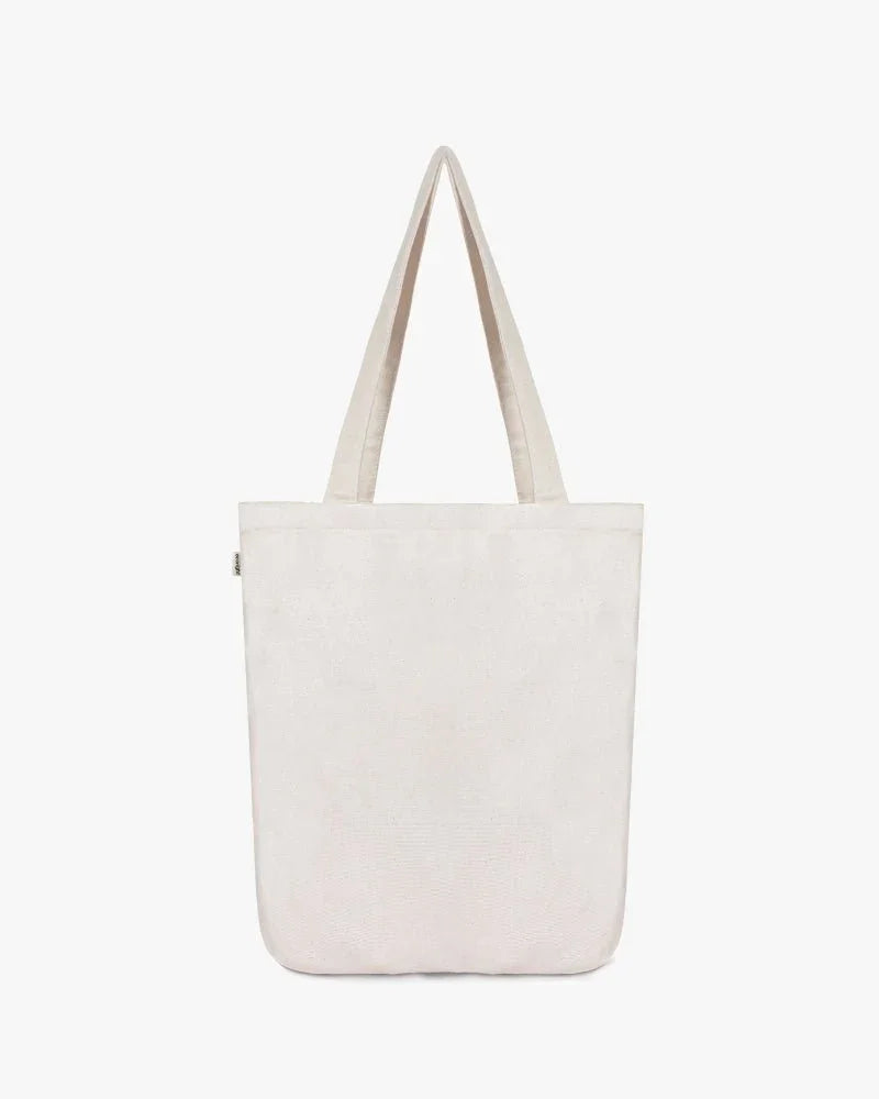 tulips floral print zipper tote bag cotton canvas