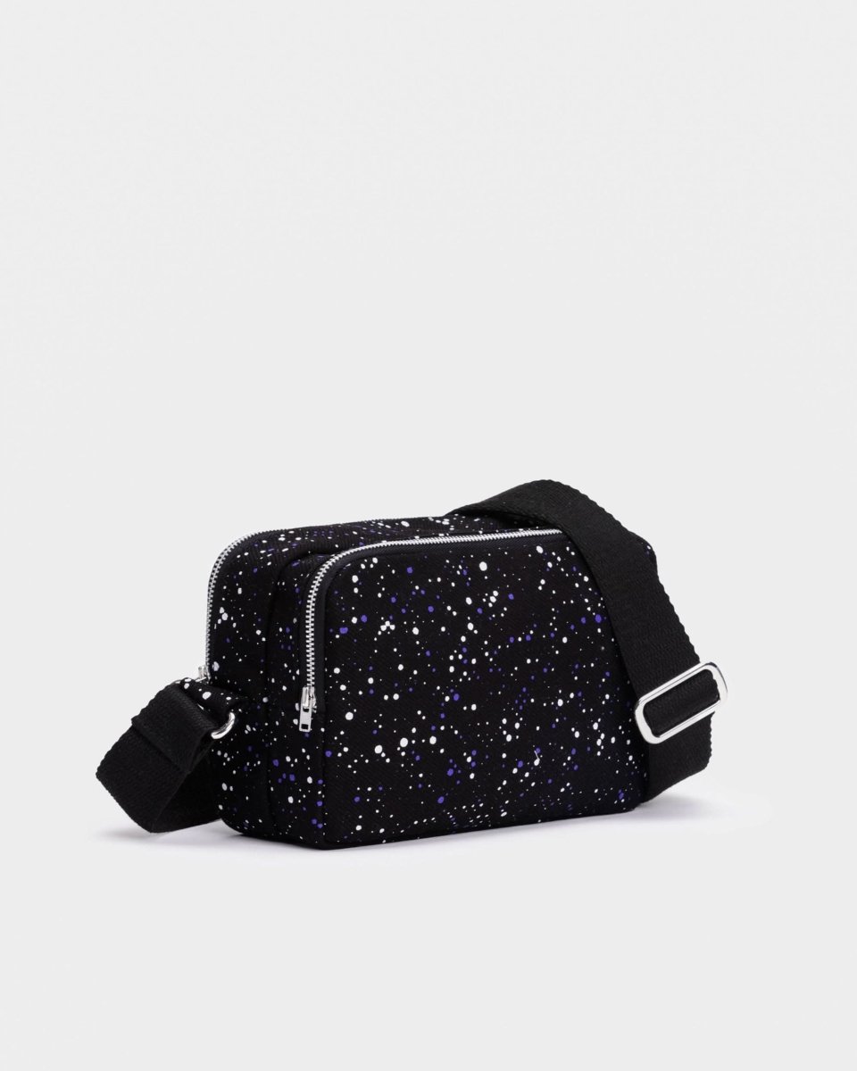 glowing cosmos box sling organic cotton crossbody bag