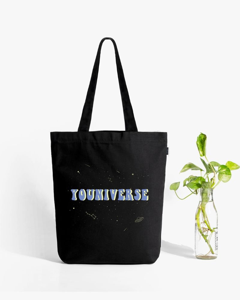 Black Tote Bag with Zip Pack of Youniverse – Ecoright