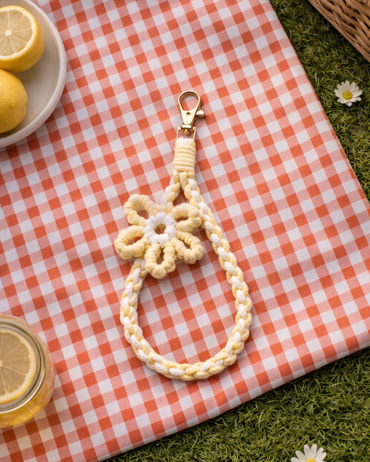 posy crochet floral phone charm wrist strap