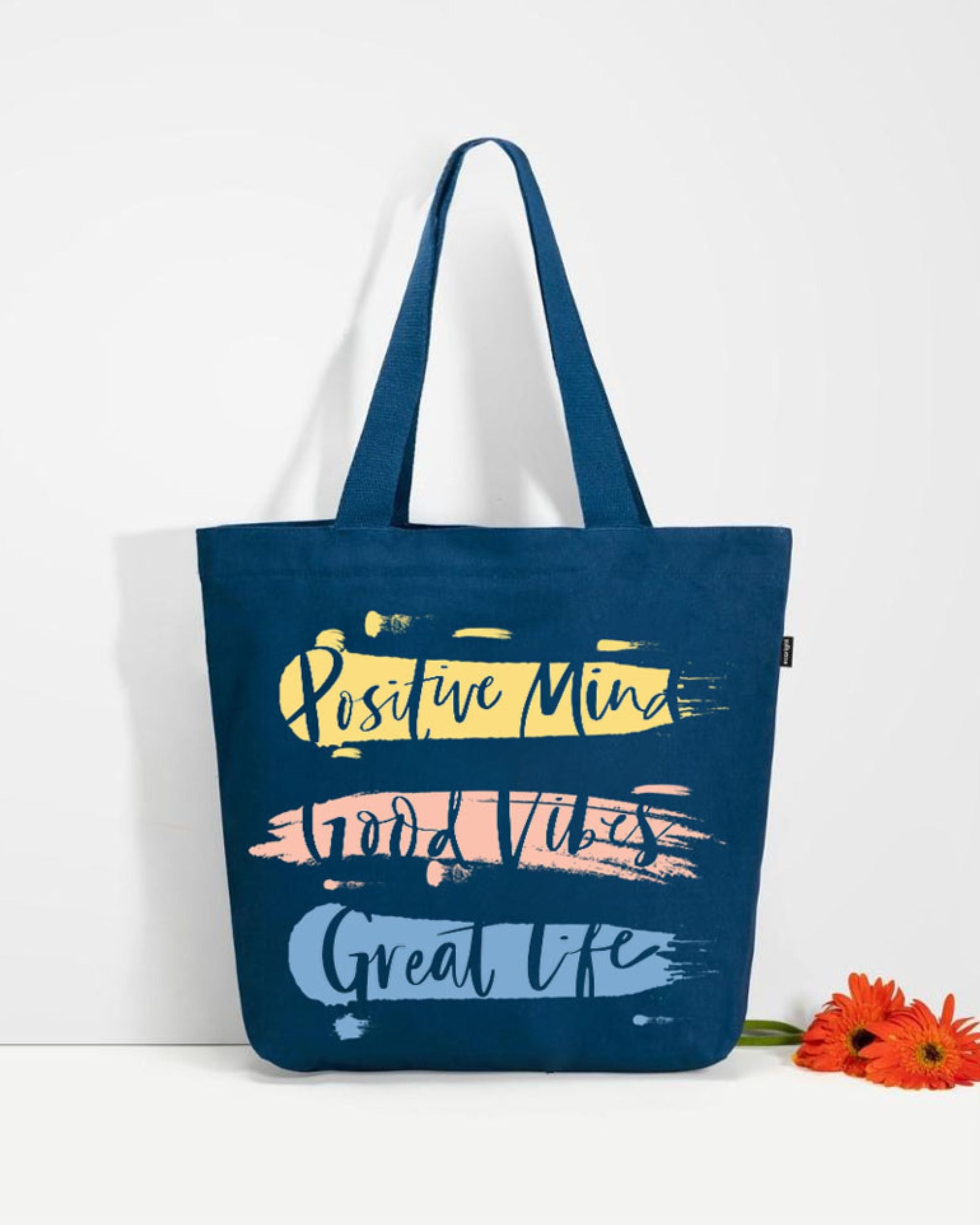 Large Zipper Tote Bag - Good Vibes