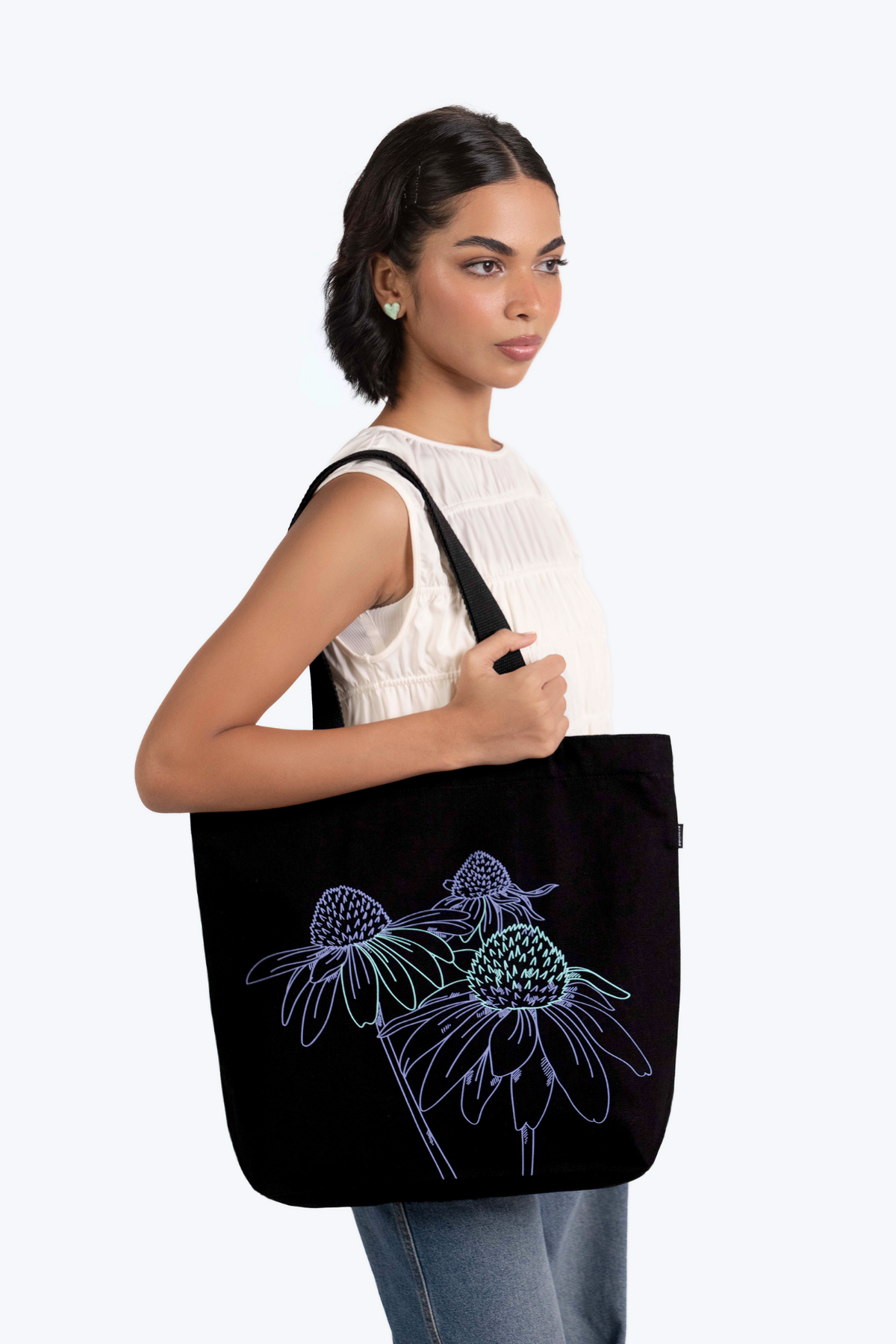 Night Garden Large Zipper Tote Bag