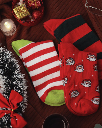 Santa &amp; Stripes Ankle Socks (Pack of 3)