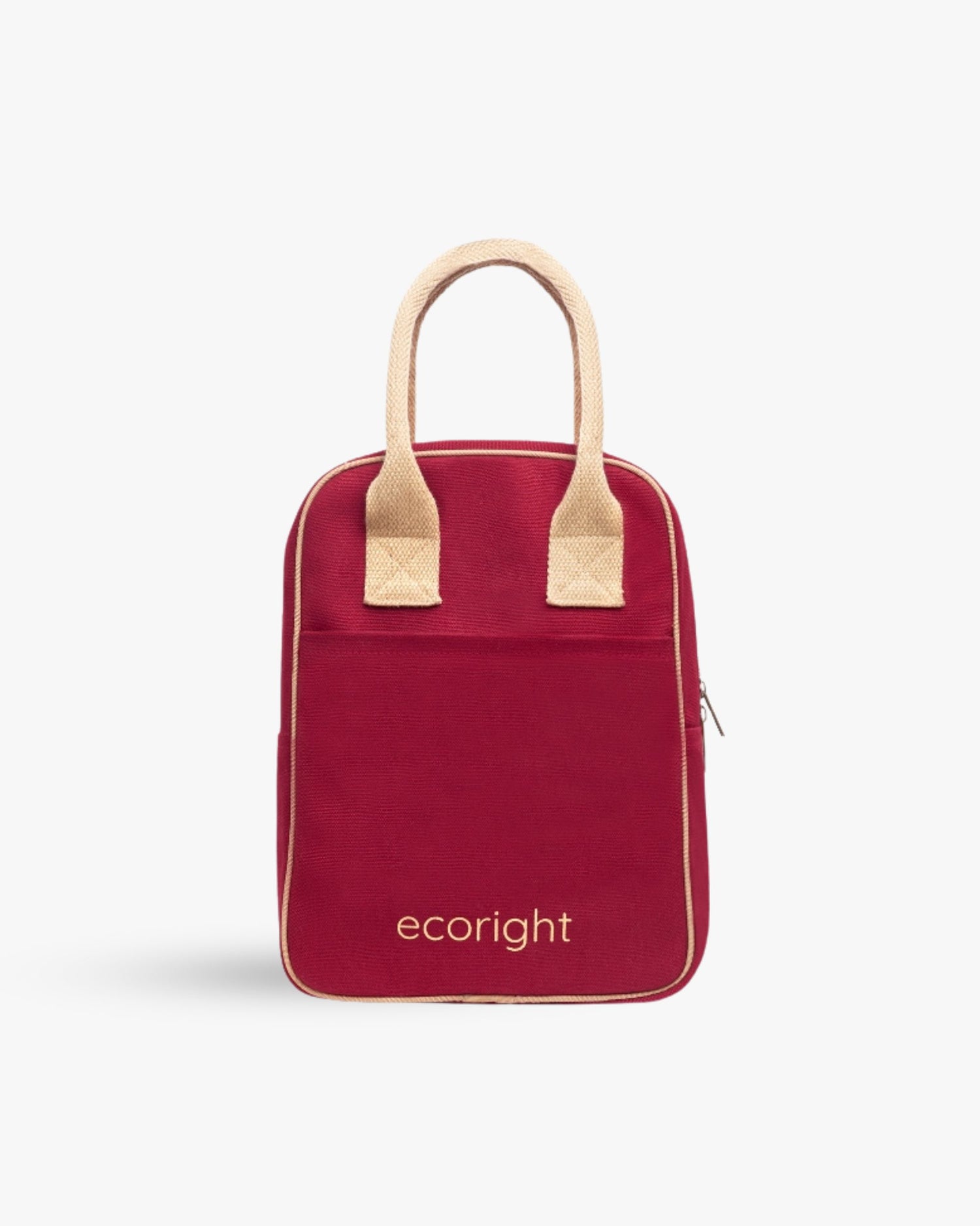 Insulated Lunch Bag - Maroon &amp; Beige