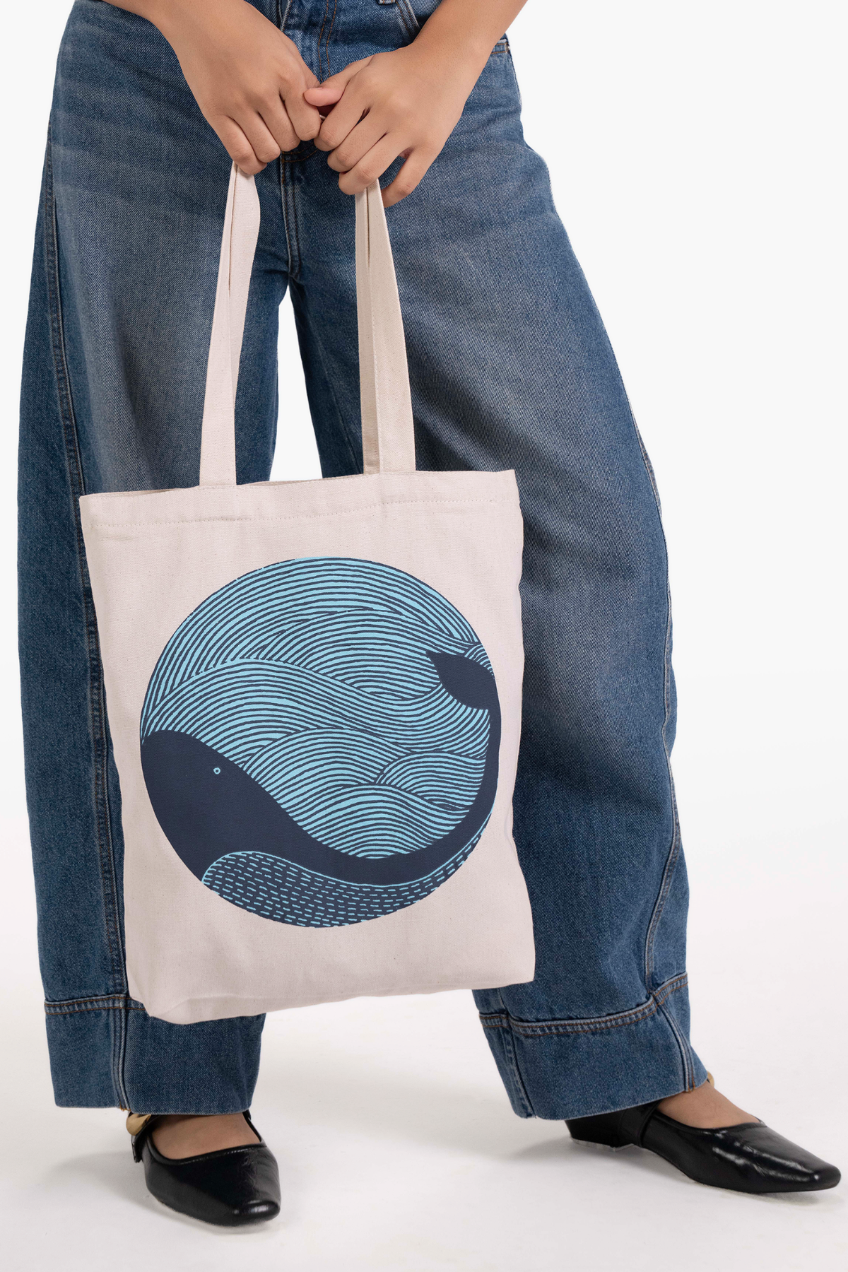 Whale Doodle Zipper Tote Bag