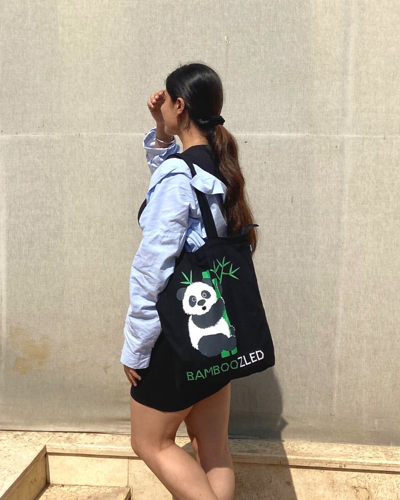 Women's Totebag Canvas Zipper design aesthetic Panda