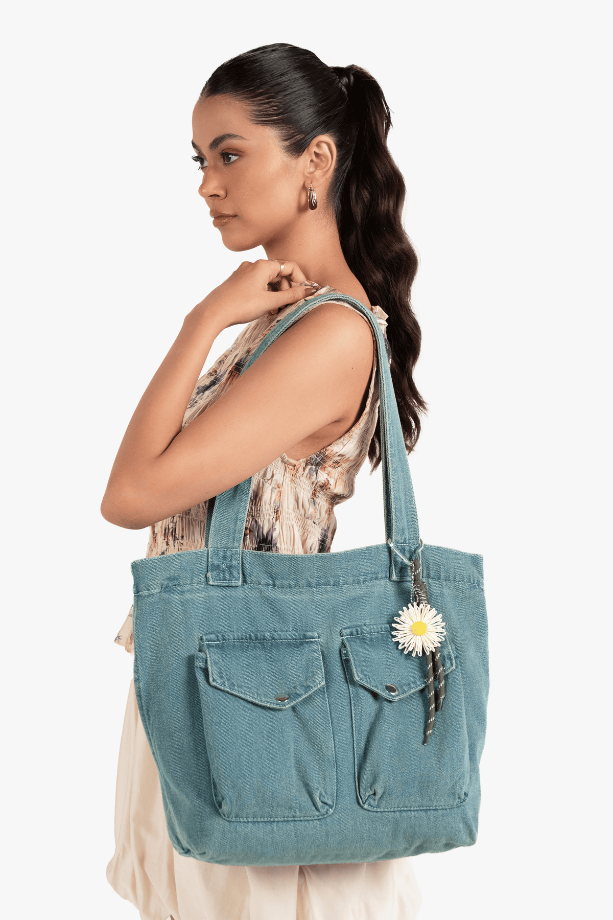 August Denim Tote Bag