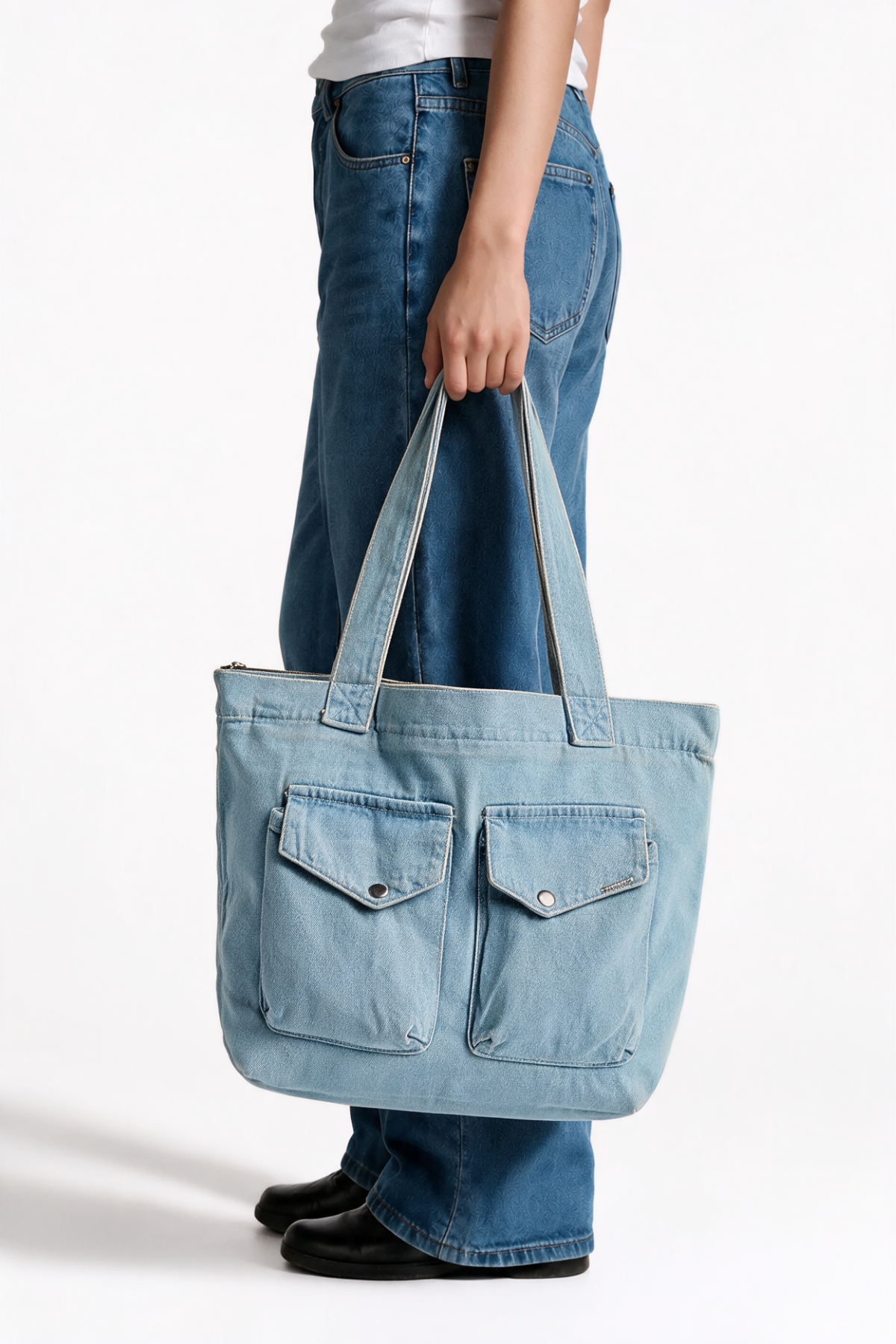 April Denim Tote Bag