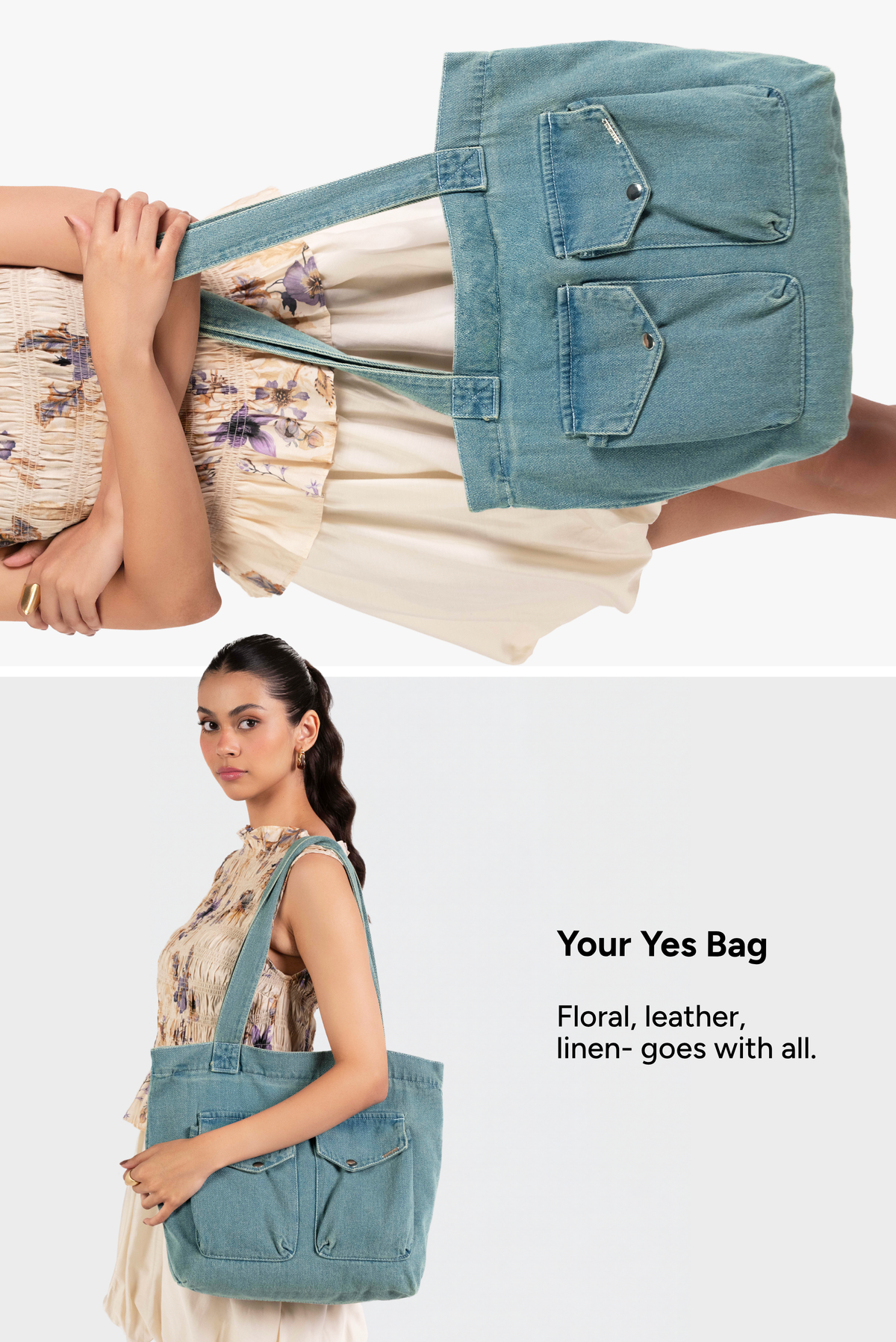 August Denim Tote Bag