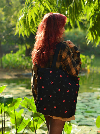 Large Zipper Tote Bag - Beetles