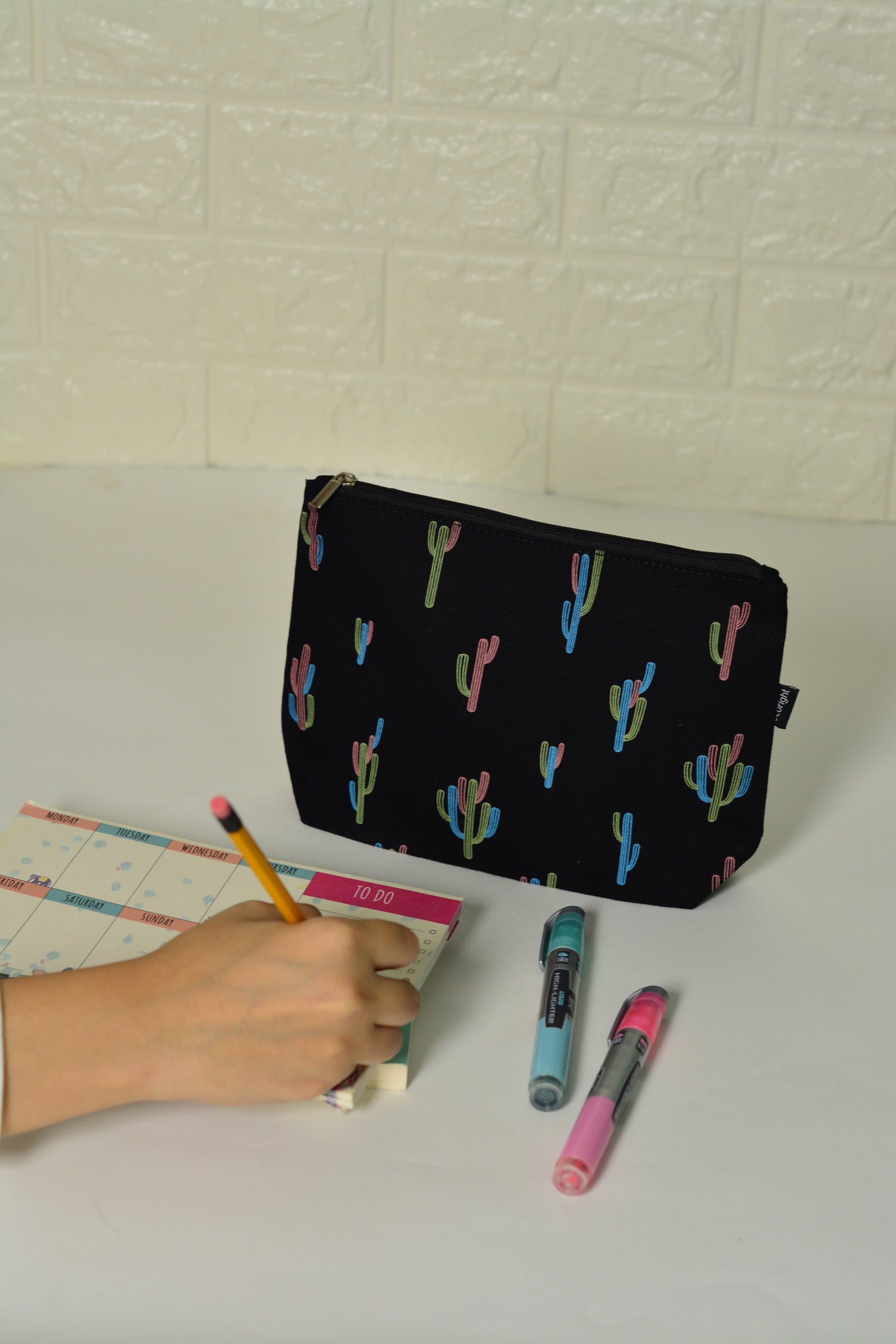 Large Zipper Tote (Night Garden) &amp; Cosmetic Pouch (Cactiverse)