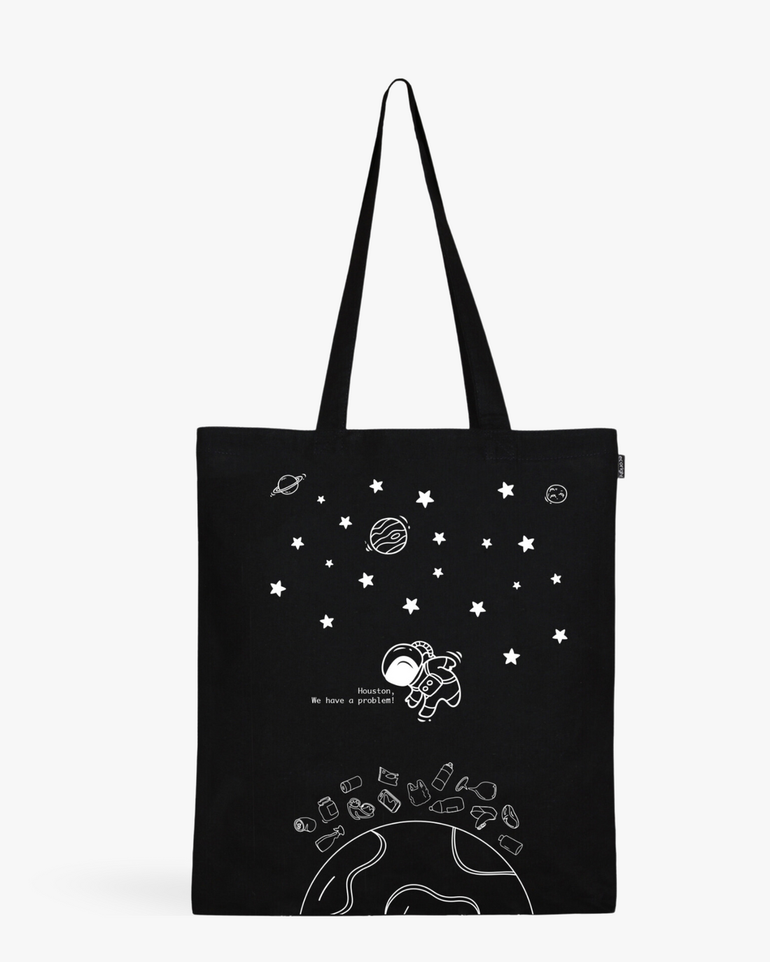 Cotton Tote Bag (Pack of 10) - Houston we have a problem (Black)