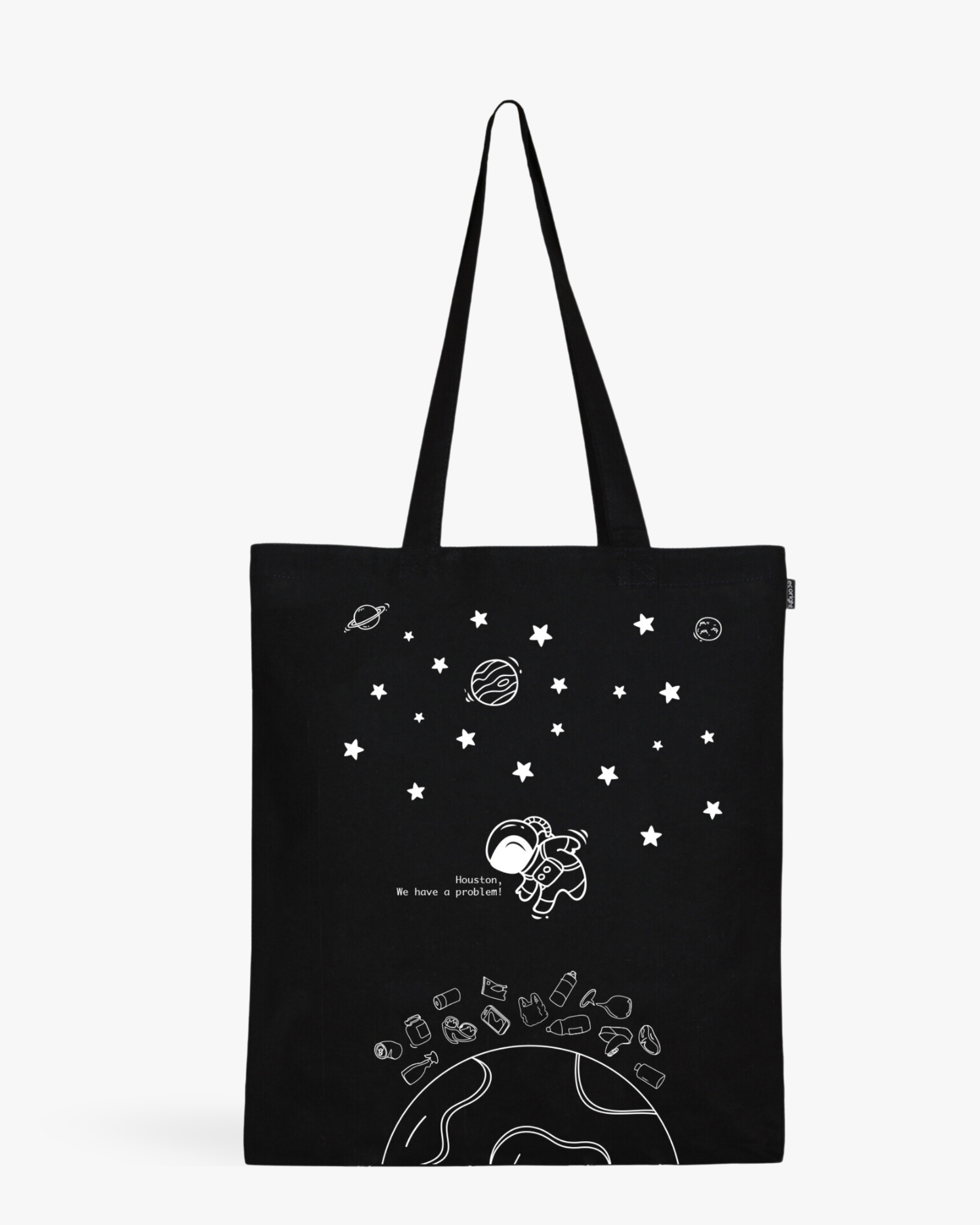 Cotton Tote Bag (Pack of 20) - Houston we have a problem (Black)