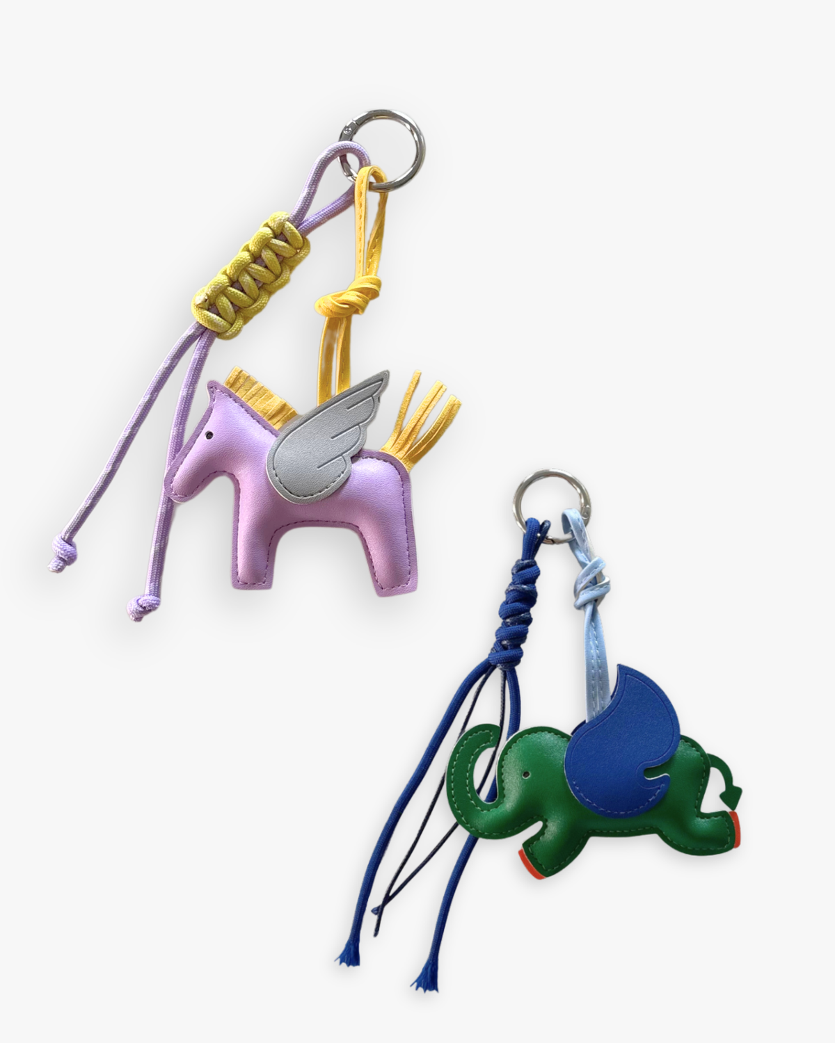 lumi and skipper crochet bag charm pair