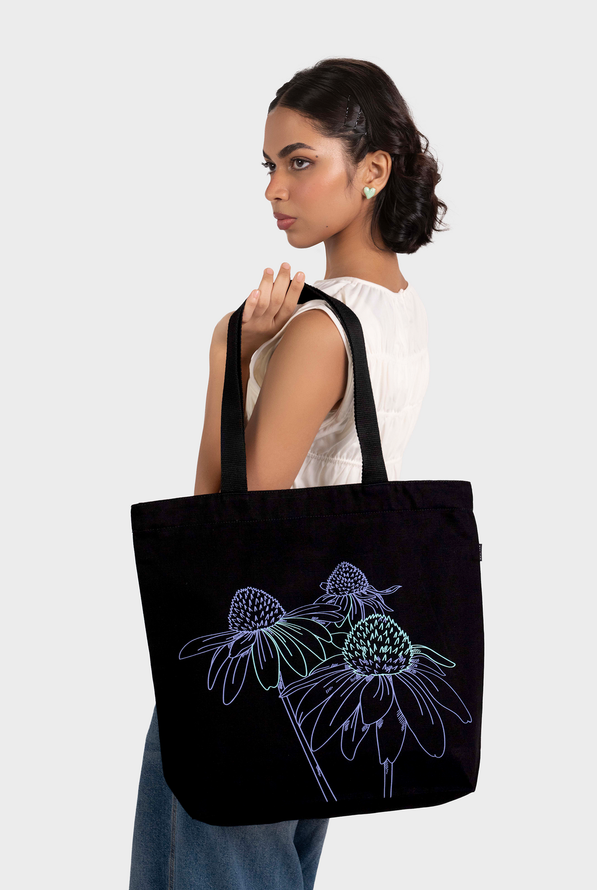 Night Garden Large Zipper Tote Bag