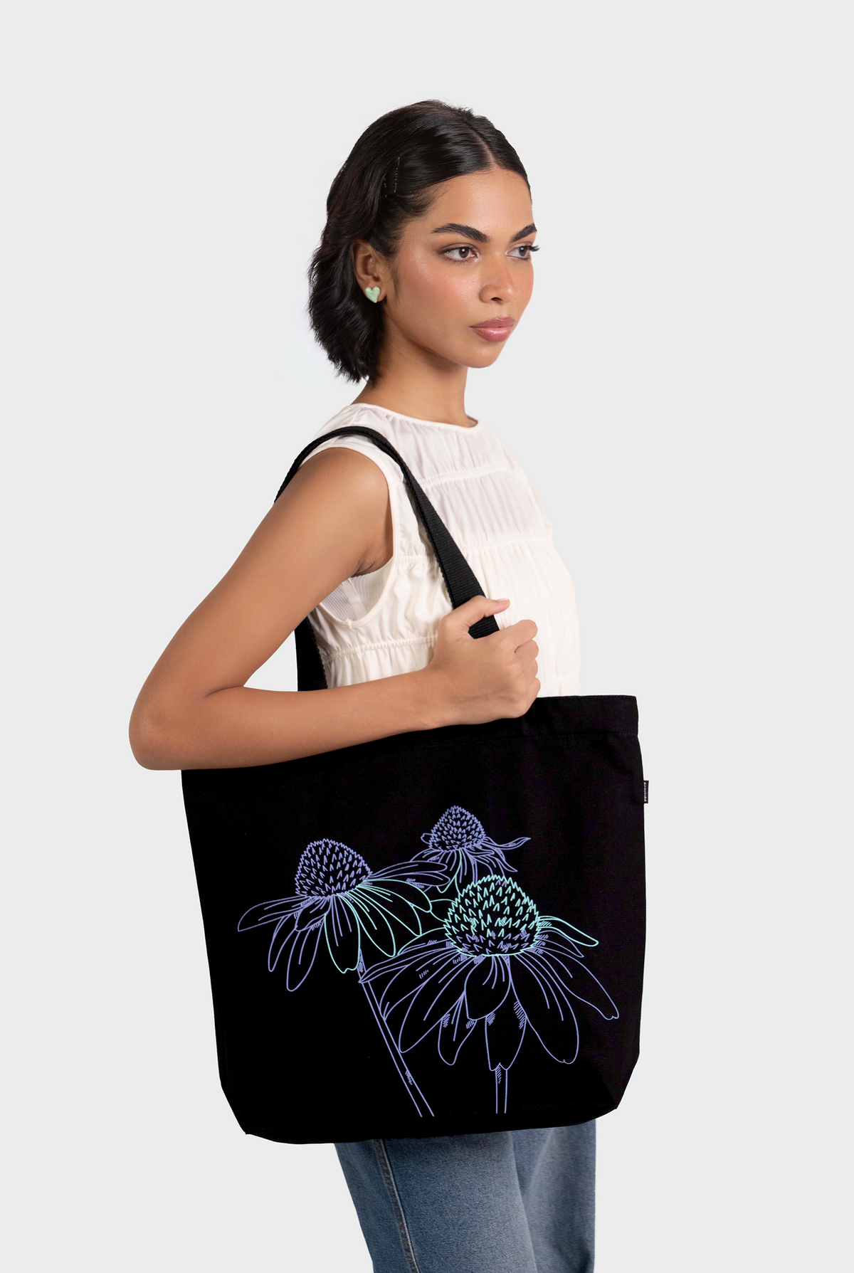 Night Garden Large Zipper Tote Bag