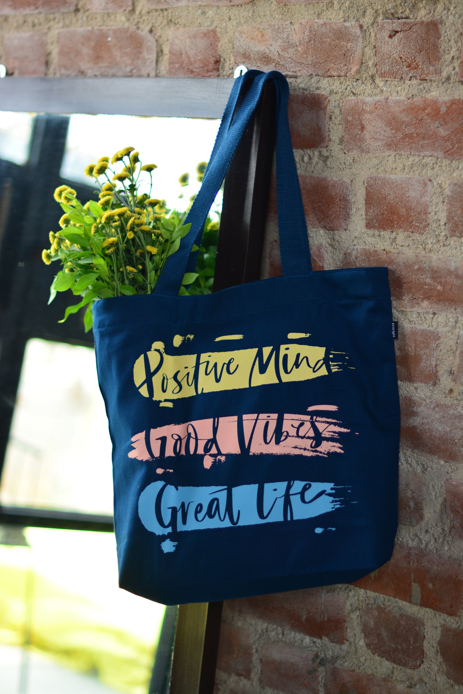 Large Zipper Tote Bag - Good Vibes