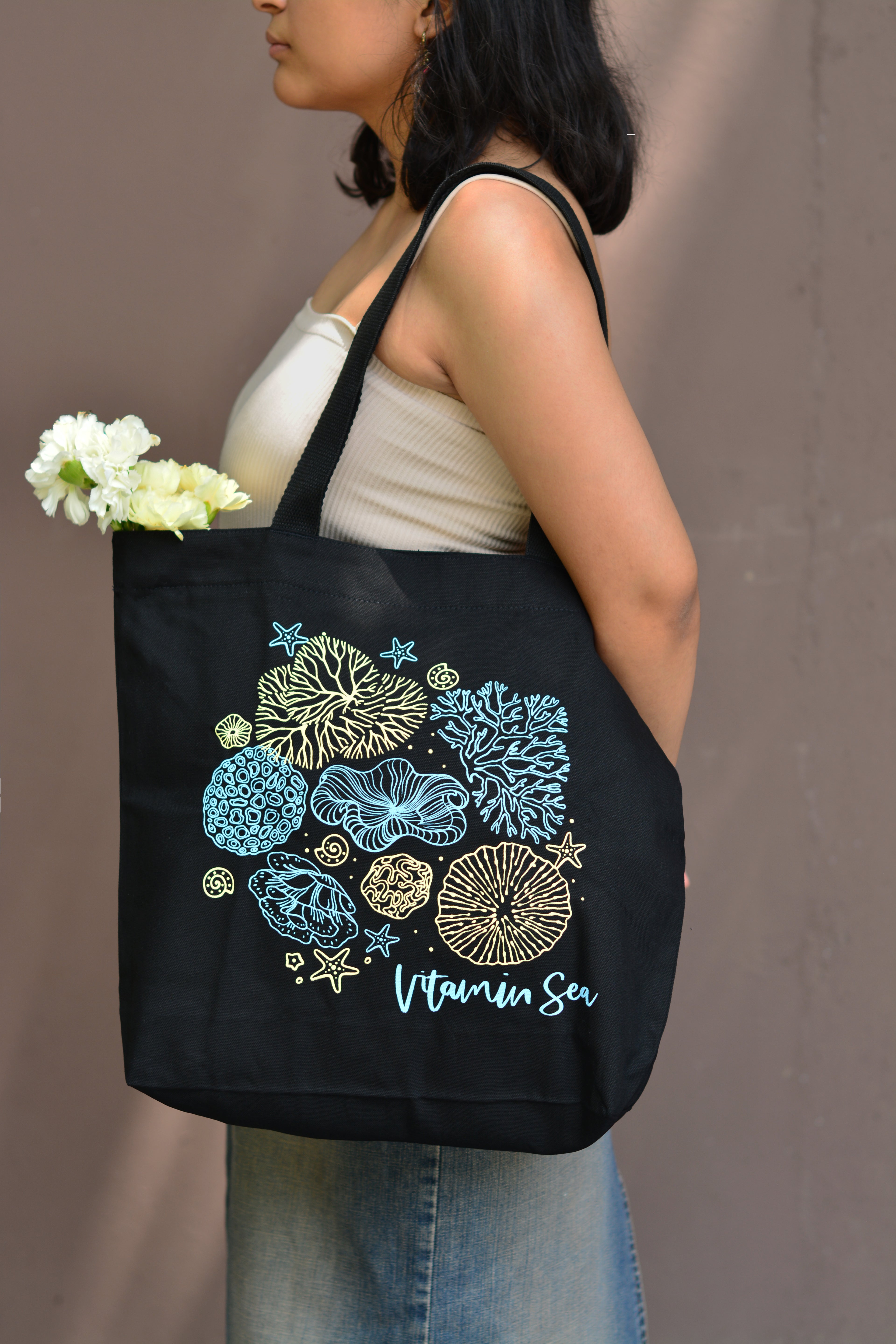 Large Zipper Tote Bag - Vitamin Sea