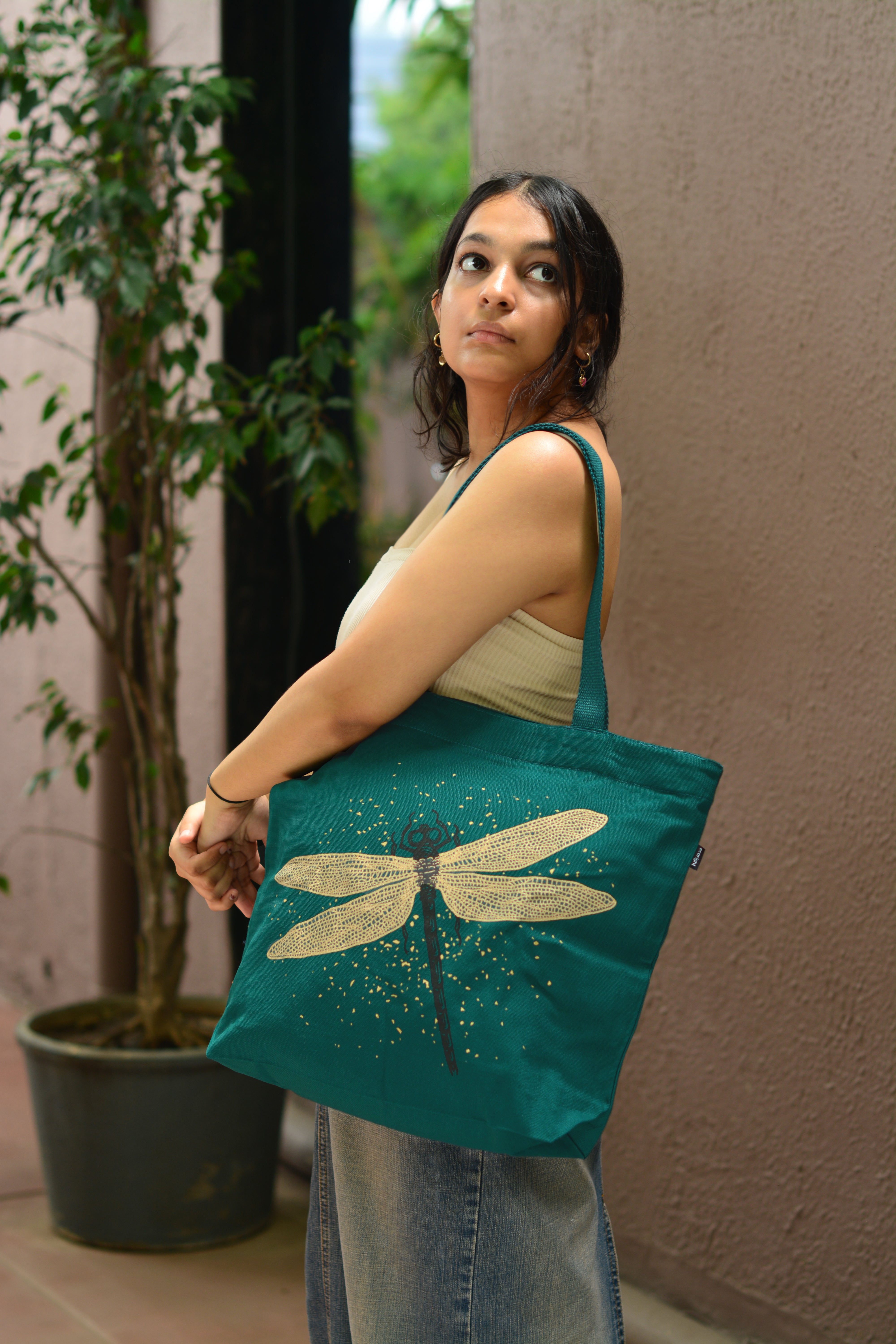 Cute Tote Bag for College Spectacular Dragonfly ecoright