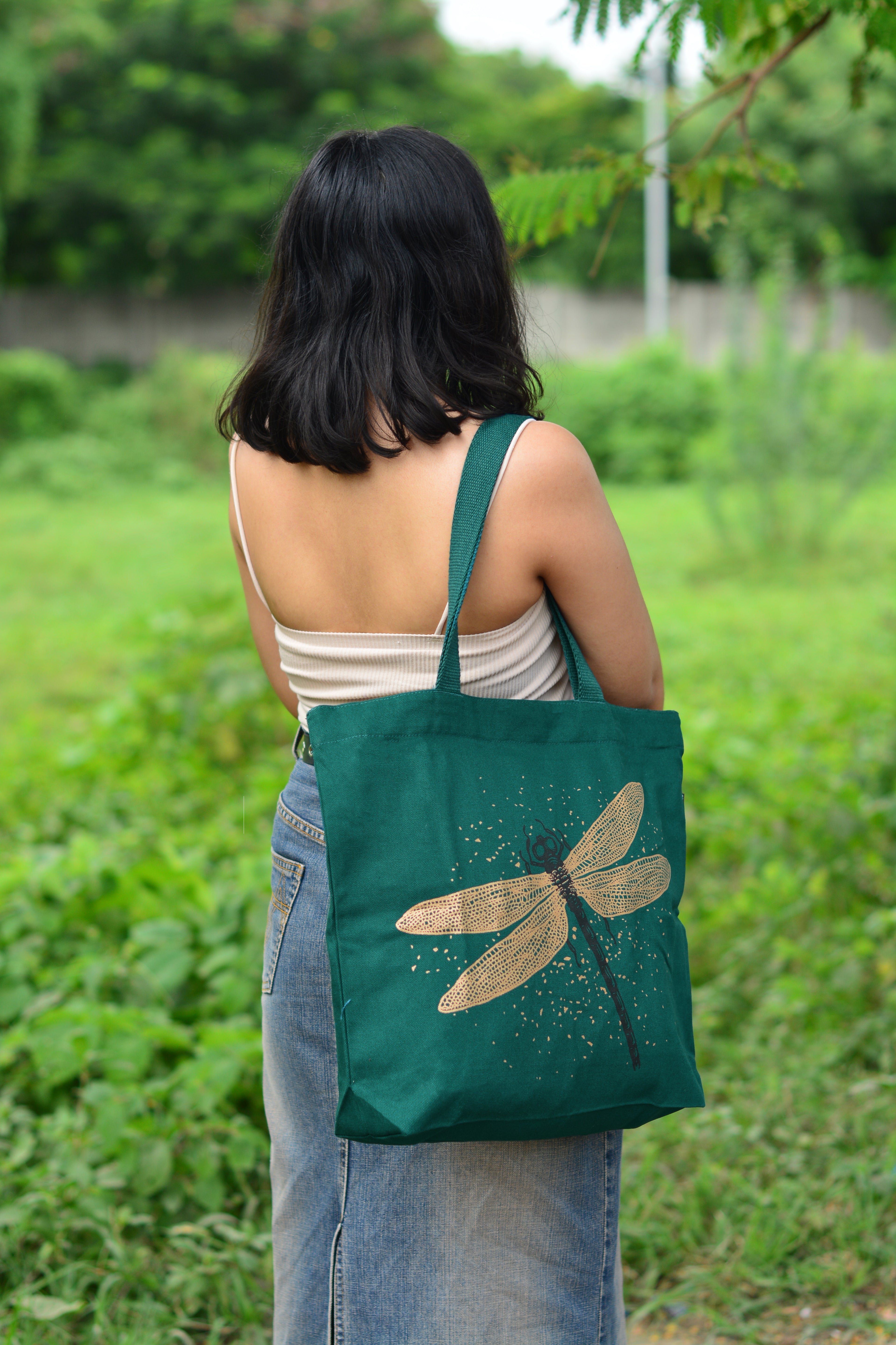 Large Zipper Tote Bag - Spectacular DragonFly