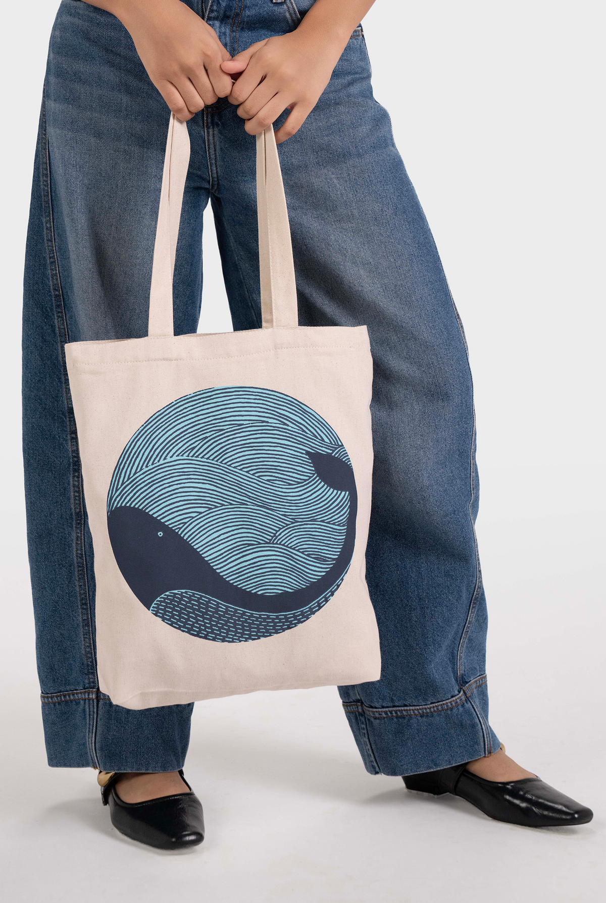 Whale Doodle Zipper Tote Bag
