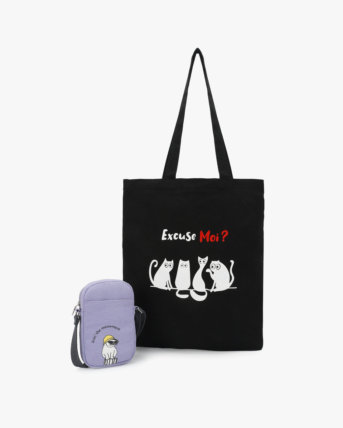 The Phone Bag (Meowment) &amp; Zipper Tote Bag (Paws Off)