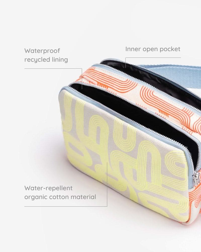 global worming printed box sling crossbody bag