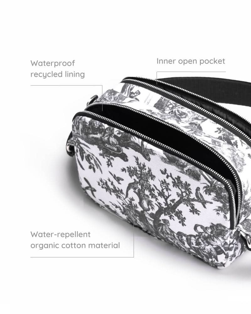 riverine abstract print box sling bag