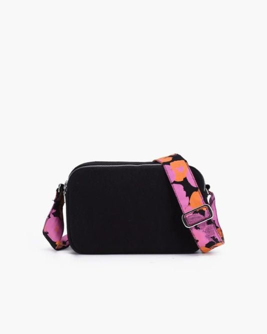 night bloom floral print box sling bag
