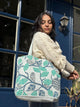 Sparrow Love (Natural) Large Zipper Tote Bag