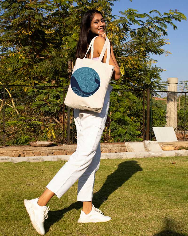 Buy Canvas Tote Bag with Zip - Whale Doodle – Ecoright