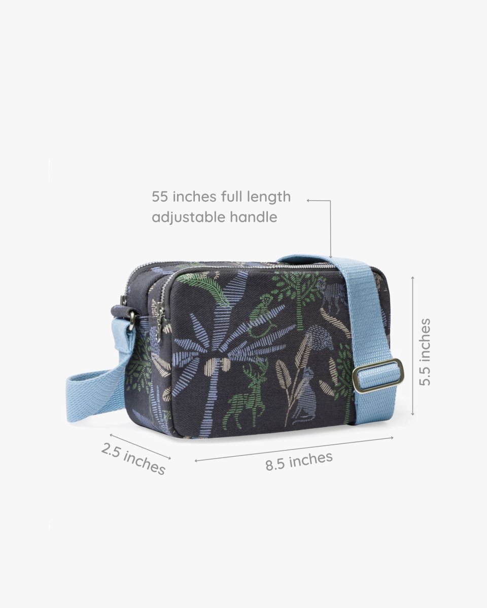 urban jungle printed box sling crossbody bag