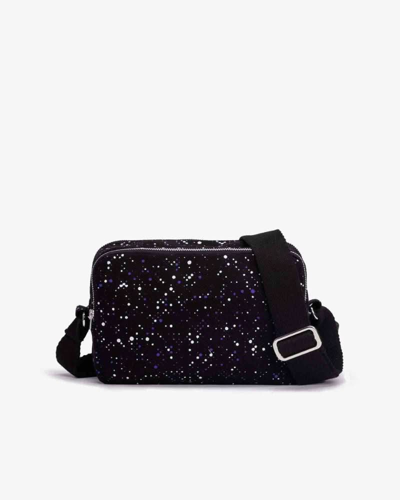 glowing cosmos box sling organic cotton crossbody bag