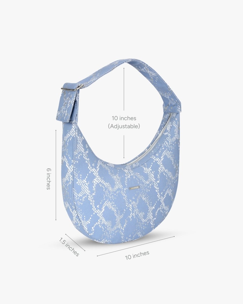 Siren moon bag with curved design worn as a shoulder bag