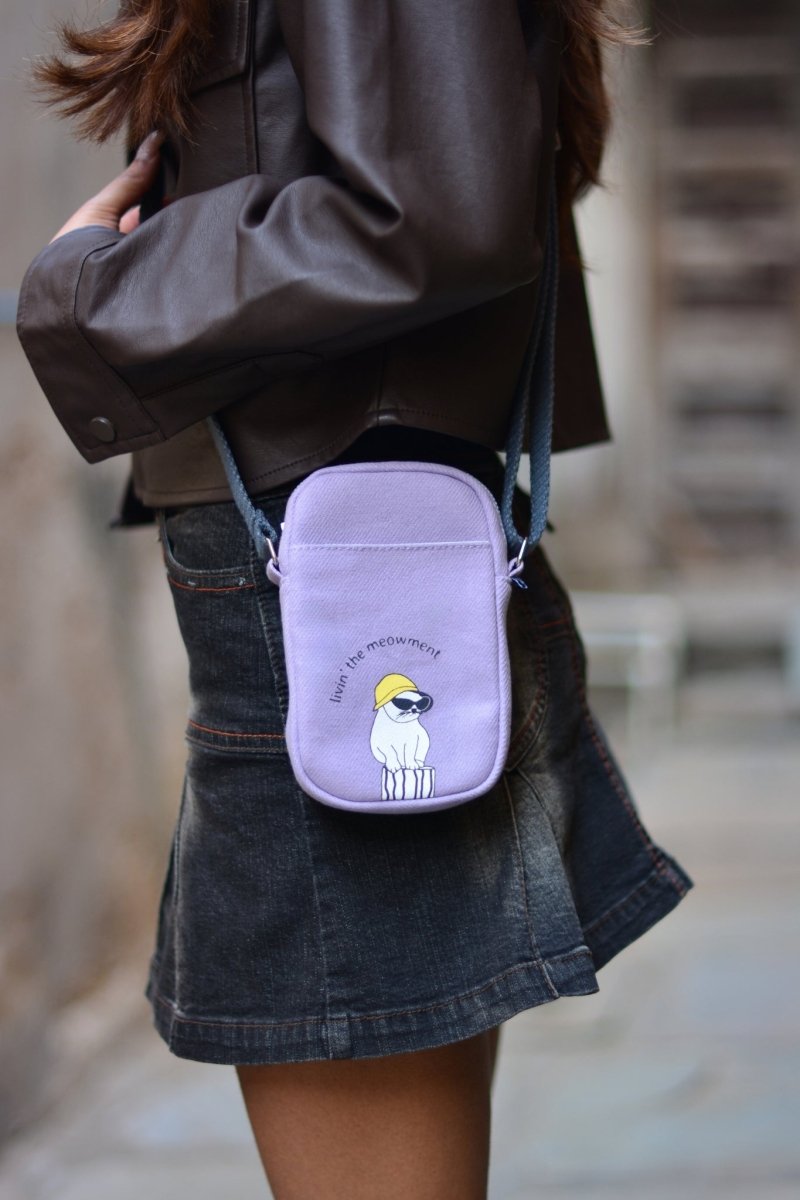 meowment cute printed phone bag crossbody sling