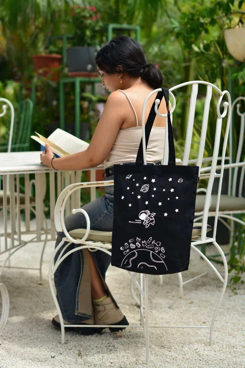 Buy Black Tote Bags for College - Houston we have a problem – Ecoright