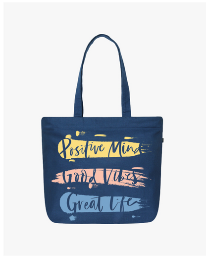 Large Zipper Tote Bag - Good Vibes