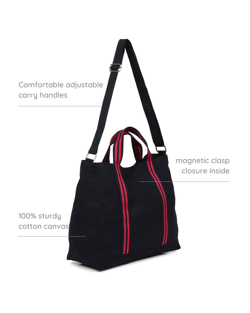 Black And Red Canvas Crossbody Tote Bag: Eco-Friendly and Sustainable Crossbody Tote bags by ecoright