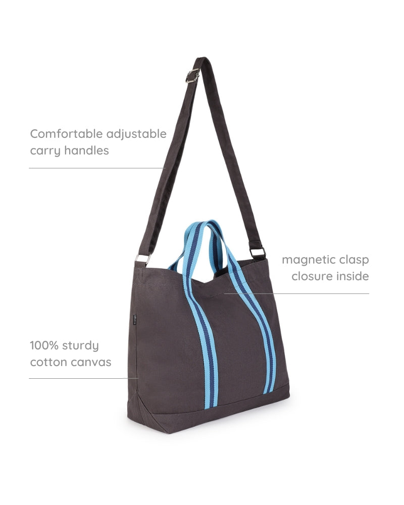 Dark Grey Canvas Crossbody Tote Bag: Eco-Friendly and Sustainable Crossbody Tote bags by ecoright