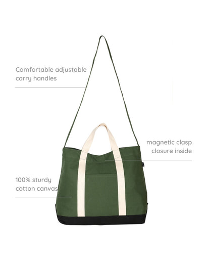 Green Canvas Crossbody Tote Bag: Eco-Friendly and Sustainable Crossbody Tote bags by ecoright