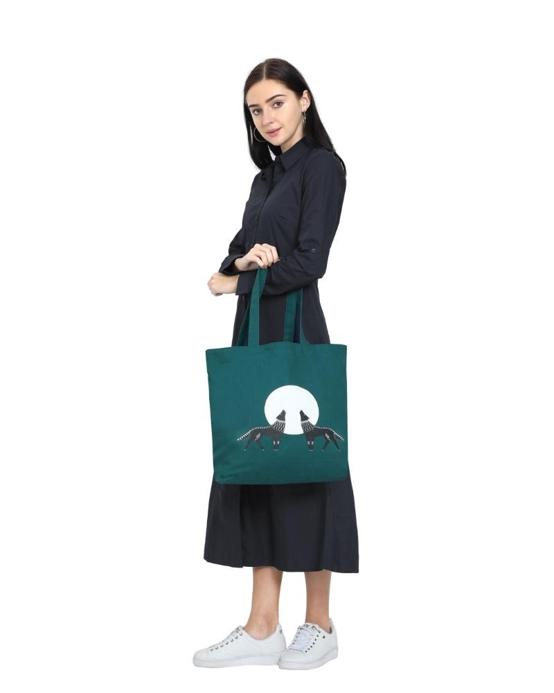 Large Zipper Tote Bag - Awarewolf: Eco-Friendly and Sustainable Clearance by ecoright